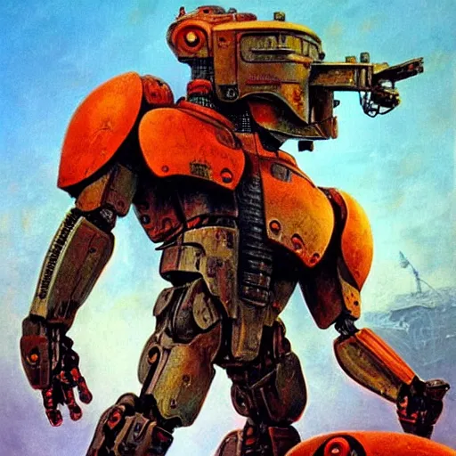 Image similar to A mixed media portrait painting of a dogs made of blood cells, sweat, aesthetic symmetrical face and eyes, photorrealistic, model, wet, starship-troopers, pacific-rim-mech in background, eighties pinup style, by Frank Frazetta, Boris Vallejo, Beeple, Greg Rutkowski, Christian MacNevin, epic fantasy character art, high fantasy, CGsociety, exquisite detail, post-processing, masterpiece, cinematic