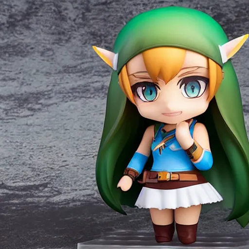 Prompt: high quality portrait matte painting of cute girl in the style of nendoroid and Toon Zelda , thick painting, medium close-up