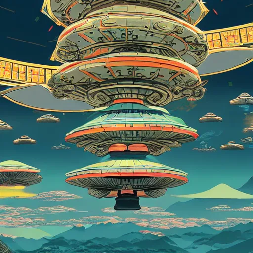 Image similar to Videogame ufos, detailed, 4k, digital art, japanese kanji everywhere