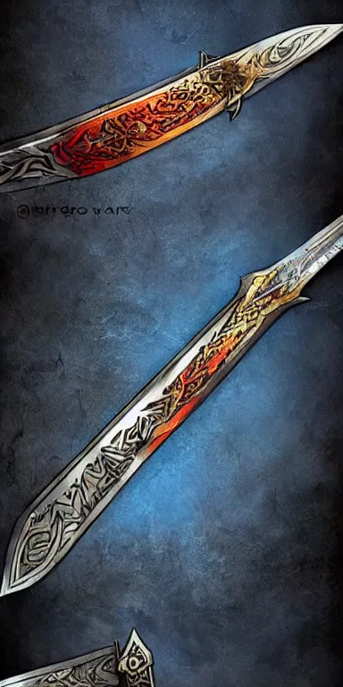 Image similar to warrior sword blade, war theme sword blade, fantasy sword of warrior, armored sword blade, fiery coloring, epic fantasy style art, fantasy epic digital art, epic fantasy weapon art