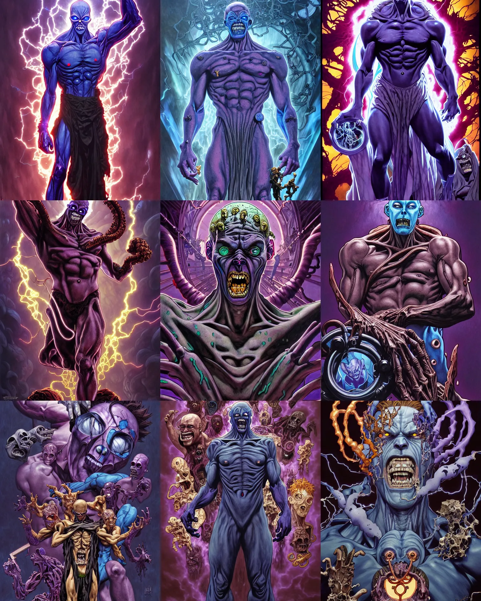 Prompt: the platonic ideal of jojo's bizarre adventure of cletus kasady ultimate carnage thanos dementor doctor manhattan chtulu nazgul, detailed, intricate, hyperrealism, intense, scary, decay, dmt, art by brock hofer and artgerm and greg rutkowski and alphonse mucha
