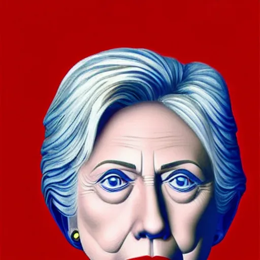 Image similar to 3 d blender model of hillary clinton's head, painted by rene magritte, very very very beautiful