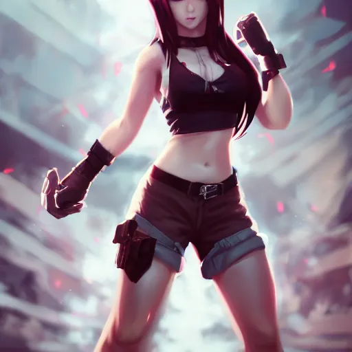 Prompt: full body shot of tifa lockhart by wlop, rossdraws, mingchen shen, bangkuart, sakimichan, yan gisuka, jeongseok lee, artstation, 4k