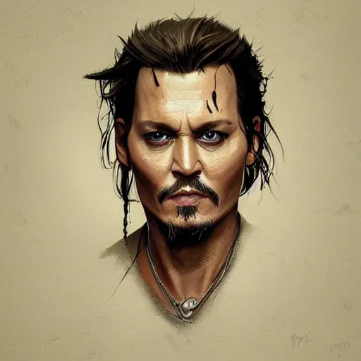 Image similar to “ portrait of johnny depp by greg rutkowski, young, attractive, highly detailed portrait, scifi, digital painting, artstation, concept art, smooth, sharp foccus ilustration, artstation hq ”