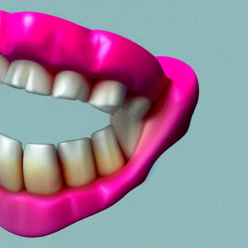 Image similar to a piece of 3 d pink dentures with wings, 4 k,