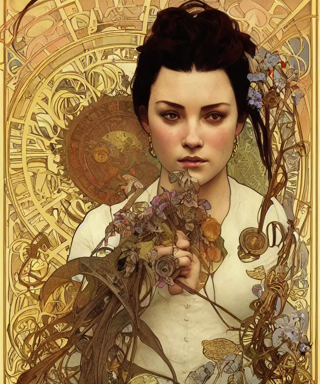 Image similar to realistic hyper detailed portrait of a clipper from into the badlands by Alphonse Mucha and Charlie Bowater and art germ, rule of thirds, golden ratio, portrait style with the subject in the middle of the frame