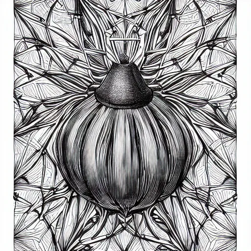 Image similar to the portrait of a bulb of garlic that resembles an unimaginably beautiful, graceful, elegant, and sophisticated young woman, an ultrafine detailed illustration by james jean, intricate linework, bright colors, final fantasy, behance contest winner, vanitas, angular, altermodern, unreal engine 5 highly rendered, global illumination, radiant light, detailed and intricate environment