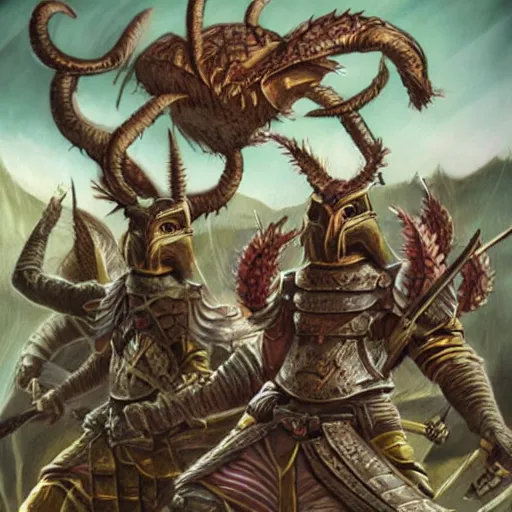 Image similar to phalanx of ashigaru mice, magic the gathering art