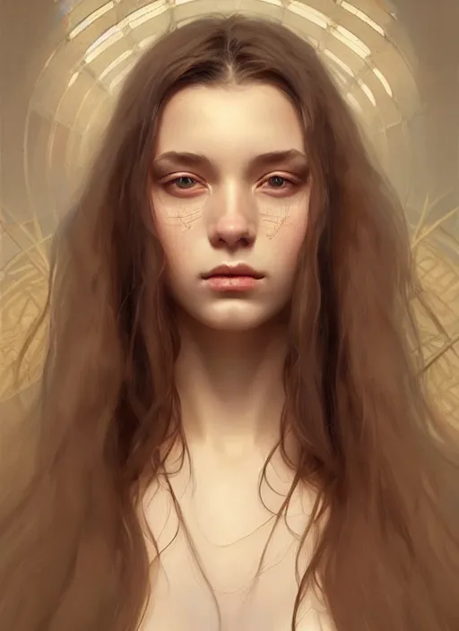 Prompt: symmetry!! portrait of young woman cursed with ever - increasing physical and mental perfection, slice - of - life, realism, perfect face!! intricate, elegant, highly detailed, digital painting, artstation, concept art, smooth, sharp focus, illustration, art by artgerm and greg rutkowski and alphonse mucha