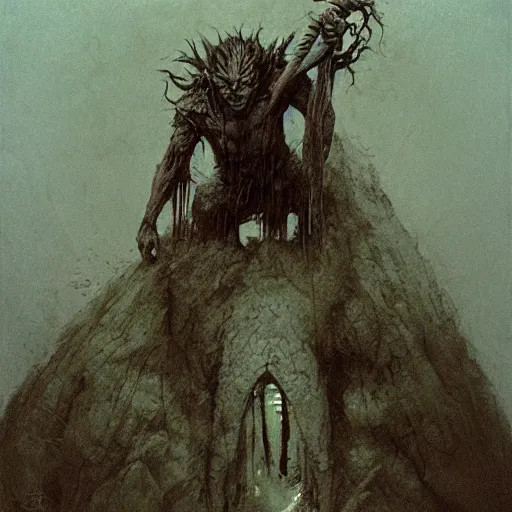 Image similar to the hobbit goblin concept art, lord of the ring, the hobbit concept art, beksinski