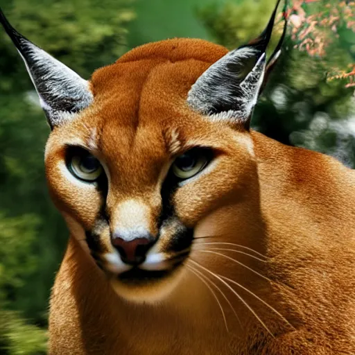 Image similar to caracal, laurel wreath on his head, in laurel wreath, dressed in laurel wreath, has a laurel wreath, fullbody photo, cinematic, high detail, cinematography, vfx, 8 k