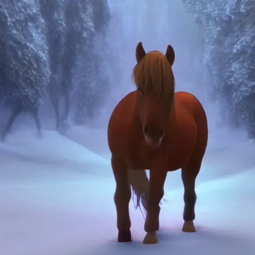 Prompt: the horse and his boy, narnia, pixar, disney, volumetric, crisp, 4 k