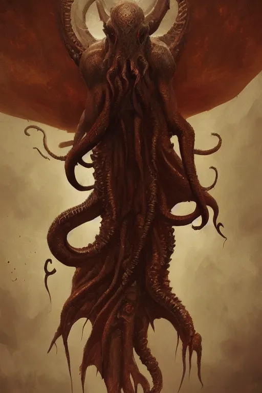 Image similar to cthulhu, wings, digital art, in the style of greg rutkowski, trending on artstation