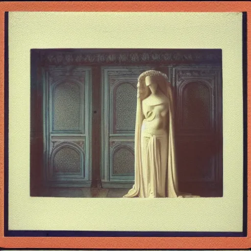 Image similar to a goddess in a liminal room, polaroid by leon battista alberti, limited color palette, very intricate, art nouveau, highly detailed, lights by hopper, soft pastel colors, minimalist