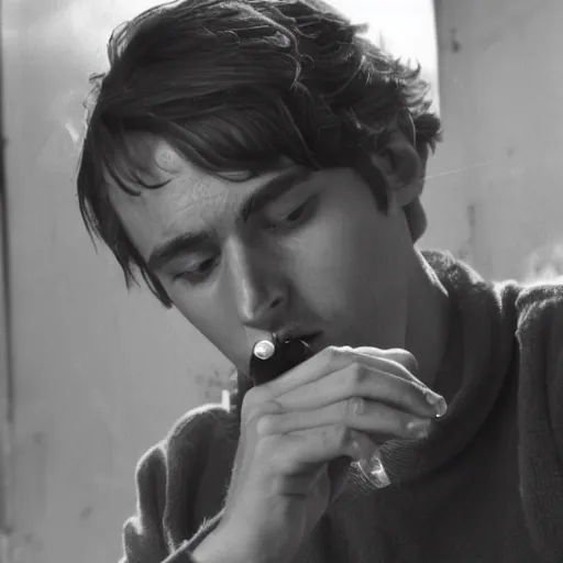 Image similar to Mario smoking in a french new wave Godard film aesthetic