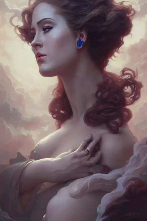 Image similar to adele, D&D, fantasy, intricate, cinematic lighting, highly detailed, beautiful, digital painting, artstation, masterpiece, concept art, smooth, sharp focus, illustration, art by Artgerm peter mohrbacher Greg Rutkowski and william-Adolphe Bouguereau