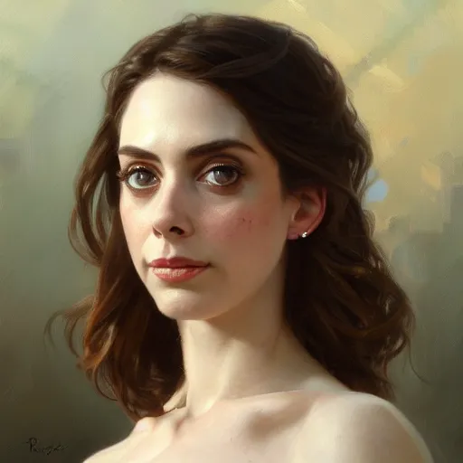 Prompt: a portrait painting of alison brie / anne hathaway hybrid in the oil painting unreal 5 daz. rpg portrait, extremely detailed artgerm greg rutkowski alphonse mucha vladimir volegov