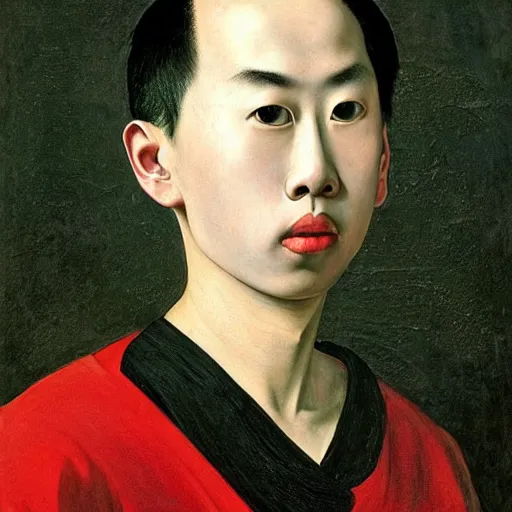 Image similar to a portrait of the youtuber rice gum painted by caravaggio,
