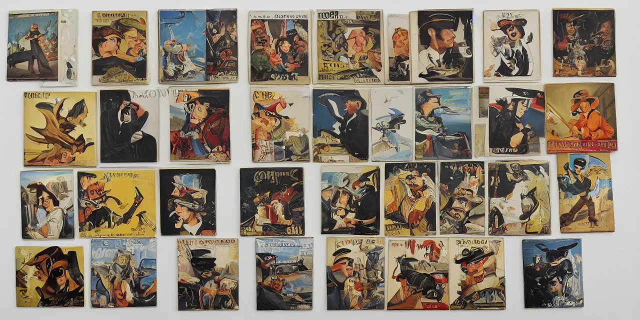 Image similar to art deco era oil painting gangster - chibi animals, chibi pirates bootlegging cds