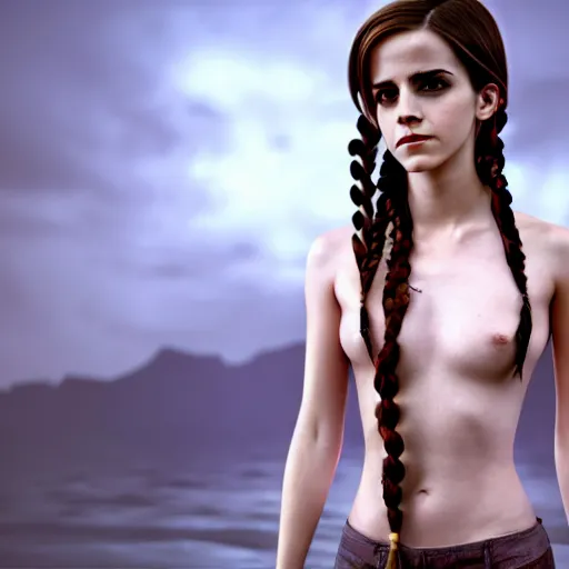 Prompt: emma watson full body render as a very beautiful 3d anime girl, hot petite, long braided green hair, twisted braid, hazel eyes, full round face, short smile, cinematic lightning, medium shot, mid-shot, highly detailed, trending on Artstation, Unreal Engine 4k, cinematic wallpaper