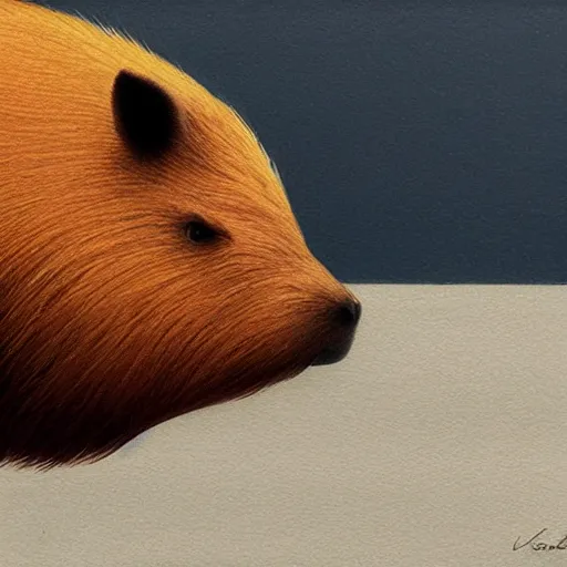 Prompt: side view of capybara, art by ilya kuvshinov