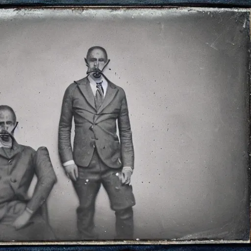 Image similar to tintype photographs of operators in isolated suits dissecting huge lovecraftian creatures