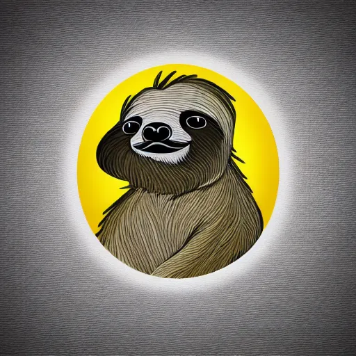 Image similar to professional digital art logo of a sloth, no background or textures, two tone colors only.