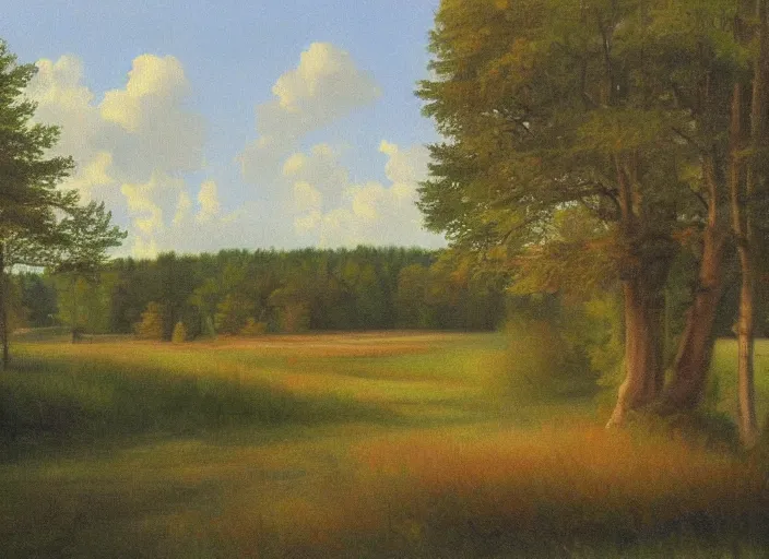 Image similar to Realistic Michigan Oil painting of a Michigan Landscape In the style of The old masters