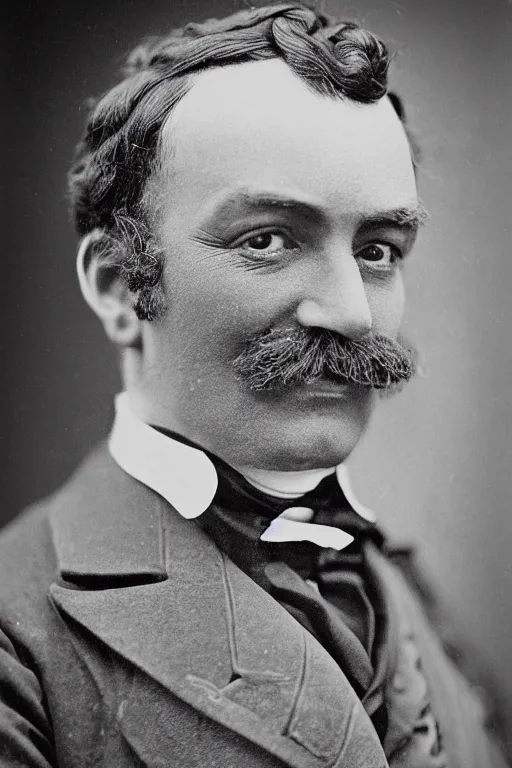 Prompt: official Portrait of a jolly victorian gentleman, male, cheerful, happy, detailed face, victorian, highly detailed, cinematic lighting, photograph, black and white