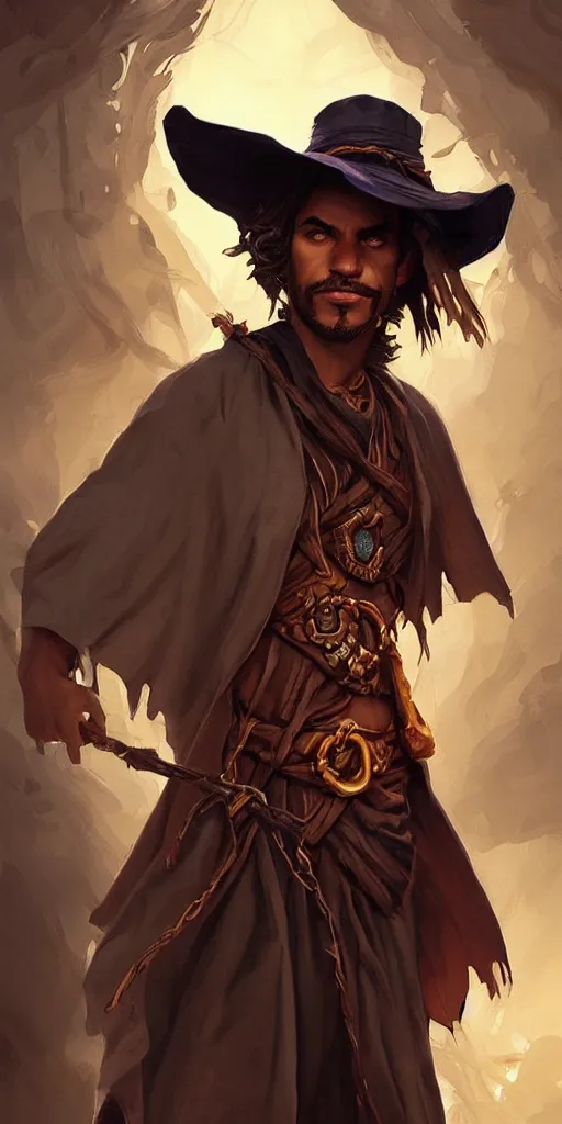 Image similar to misterious gaucho shady look, a raggy long poncho, magic the gathering style, intricate, highly detailed, digital painting, artstation, concept art, sharp focus, illustration, geometric dripped ink background, hearthstone, art by Artgerm and Greg Rutkowski and Craig Mullins - W 700