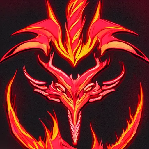 Image similar to Red dragon flame neon on a black color scheme with fire, in the graphic style of Patrick Gleason and Matt James, detailed art, trending on Artstation, sharp focus