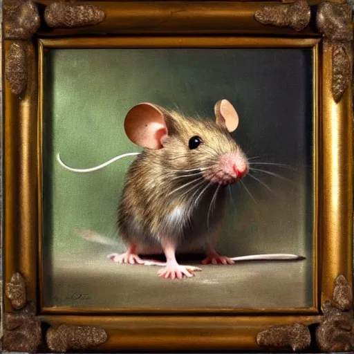 Image similar to armored mouse reaches for floating crystal, famous oil painting, award winning, 8k scan
