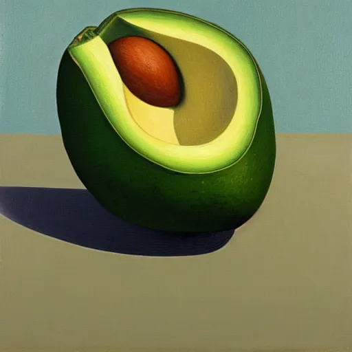 Prompt: painting of an avocado by rene magritte, hd, 4 k, detailed, award winning