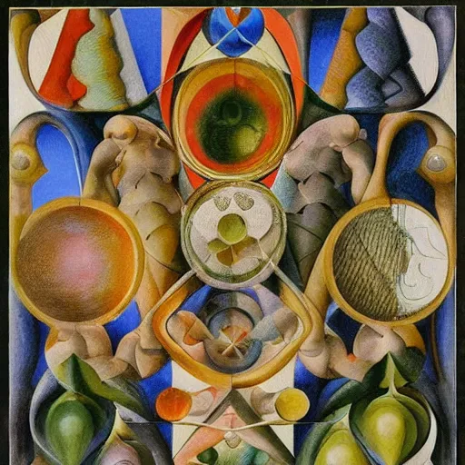 Image similar to complex mathematical equations inspired by bosch, botticelli, vasarely, klee. mathematical paradise, detailed beautiful animals, esoteric equation heaven, detailed beautiful plants, 3 d platonic solids, elegant intricate diagrams, beautiful equations, oil paint, pen and ink, color, hyperrealistic, on loan from louvre, masterpiece