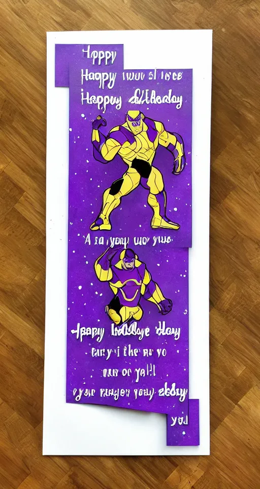 Image similar to thanos themed birthday card