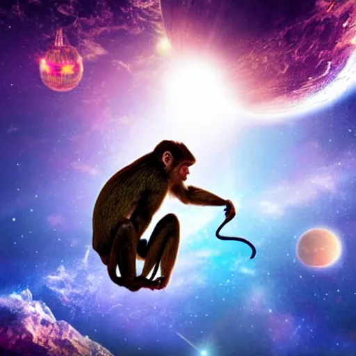 Image similar to still of a monkey in space