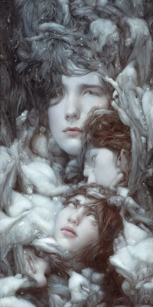 Image similar to winter, masterpiece by Edgar Maxence and Ross Tran and Michael Whelan, 8k, octane render