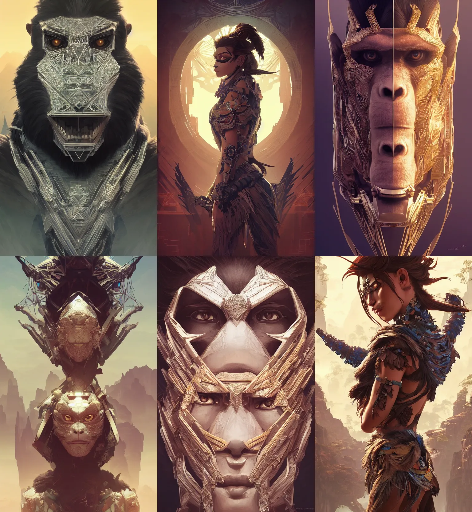 Prompt: symmetry!! portrait of monkey! monolith in the style of horizon zero dawn, machine face, intricate, elegant, highly detailed, digital painting, artstation, concept art, smooth, sharp focus, illustration, art by artgerm and ross tran and greg rutkowski and alphonse mucha, 8 k