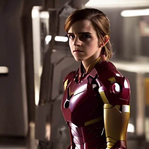 Image similar to a still of emma watson in iron man