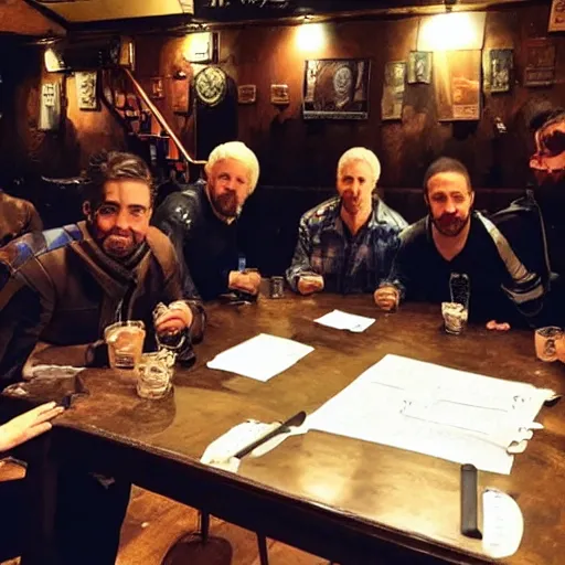 Image similar to geralt of trivia and his team at a pub quiz