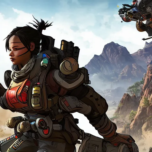 Image similar to loading screen, apex legends, high resolution, sharp focus, concept art, dynamic pose, cinematic lighting