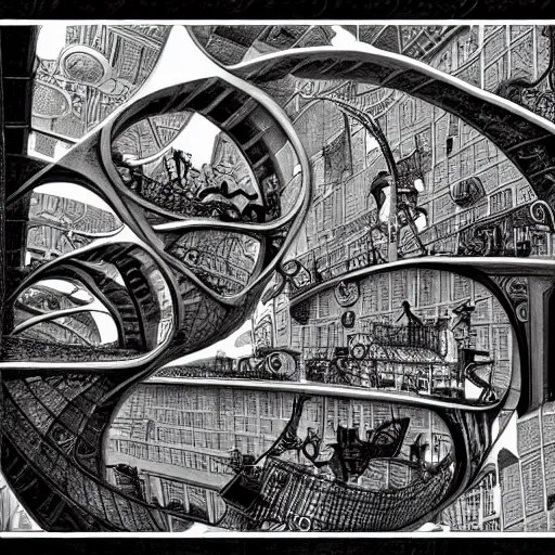 Image similar to Relativity steampunk by M.C. Escher