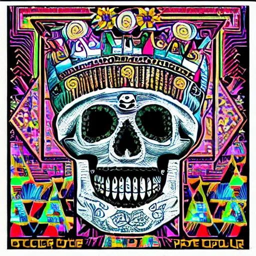 Image similar to aztec skull with a ((((((((((crown of hops)))))))))), acidwave!!!!!!!!!!!!!!!!!!!!!!!!!!!