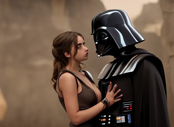 Image similar to ana de armas flirting with Darth Fener in star wars