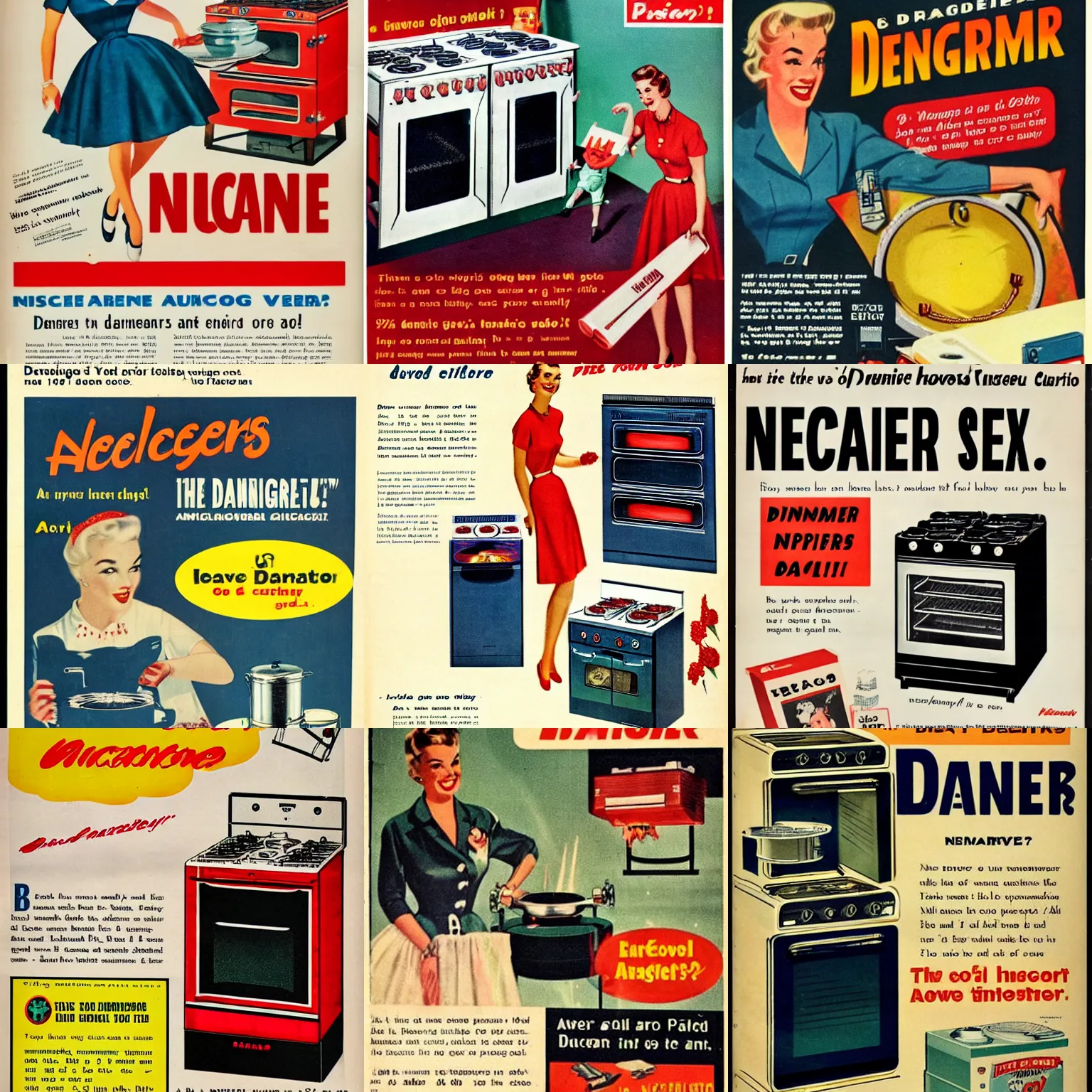 Prompt: 1950s ad for a dangerous nuclear powered stove