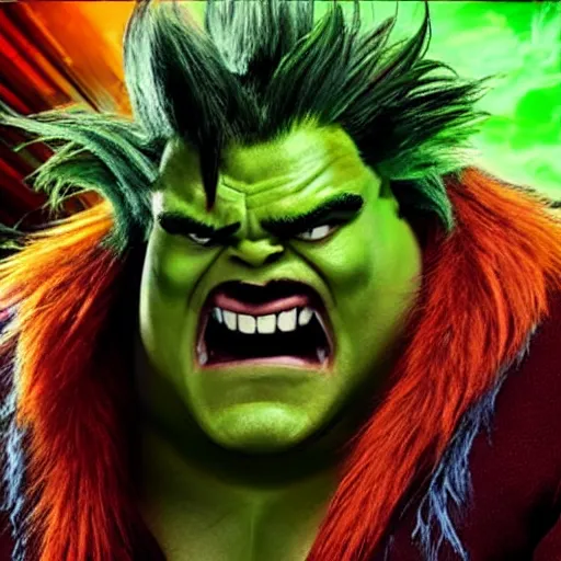 Image similar to movie still of jack black starring as blanka in the 2 0 2 6 live action street fighter movie