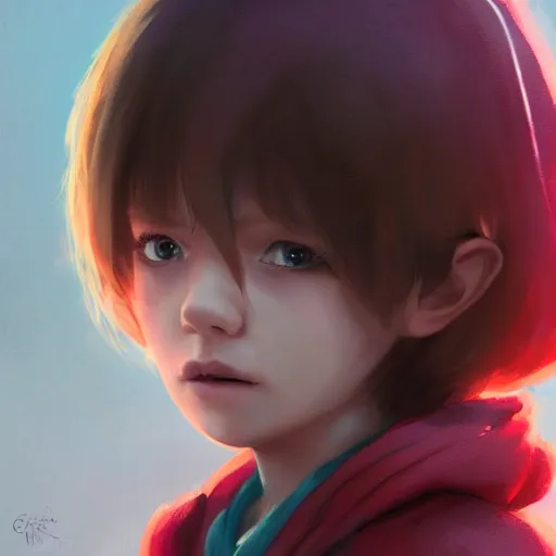 Image similar to a tiny girl with short red hair wearing a hoodie, digital art, cute face, very beautiful face, pretty face, very detailed eyes, full body illustration, 8 k resolution, soft painting, by greg rutkowski, wlop, rossdraws,