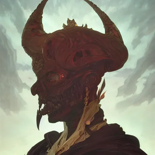 Prompt: portrait of a demon lord, painted, 4k artwork, trending on artstation, octane render, art by artgerm and greg rutkowski and alphonse mucha and craig mullins and James Jean and Andrei Riabovitchev and Marc Simonetti and peter mohrbacher