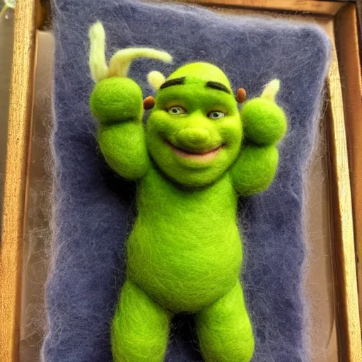 Image similar to shrek needle felted + needle felting art