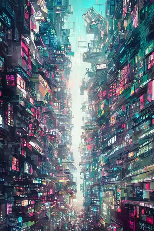 Prompt: beautiful matter painting of a postcyberpunk city